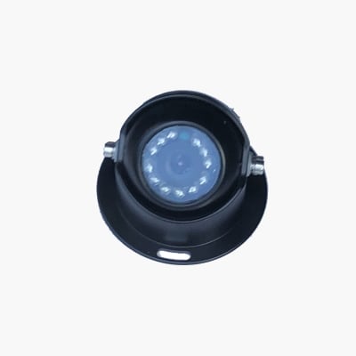 Front view of a circular black camera with infrared LEDs around the lens.