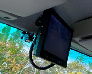 10" monitor used as rear view mirror